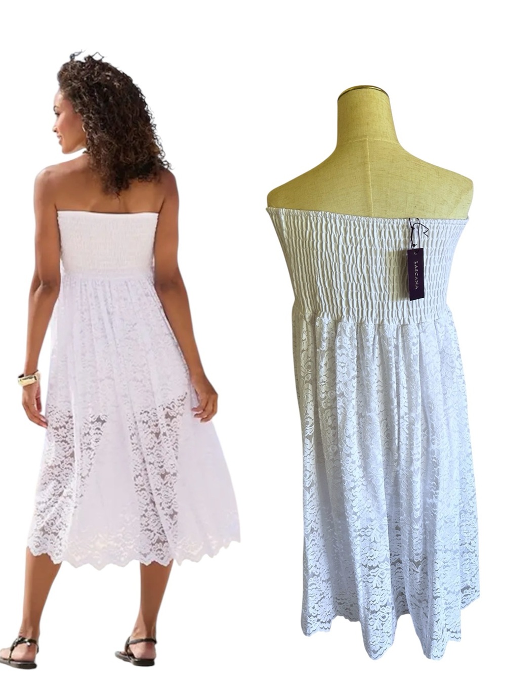 Women’s Convertible White Lace Maxi Skirt - Elegant Women's Summer Skirt - Picture 6 of 14